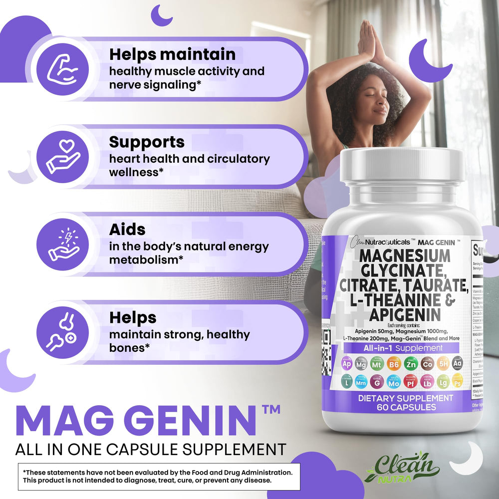 Apigenin blend in Clean Nutraceuticals Mag Genin supports a comprehensive magnesium formula