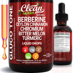 Clean Nutraceuticals Berberine Cinnamon Drops bottle for digestive support and daily wellness.