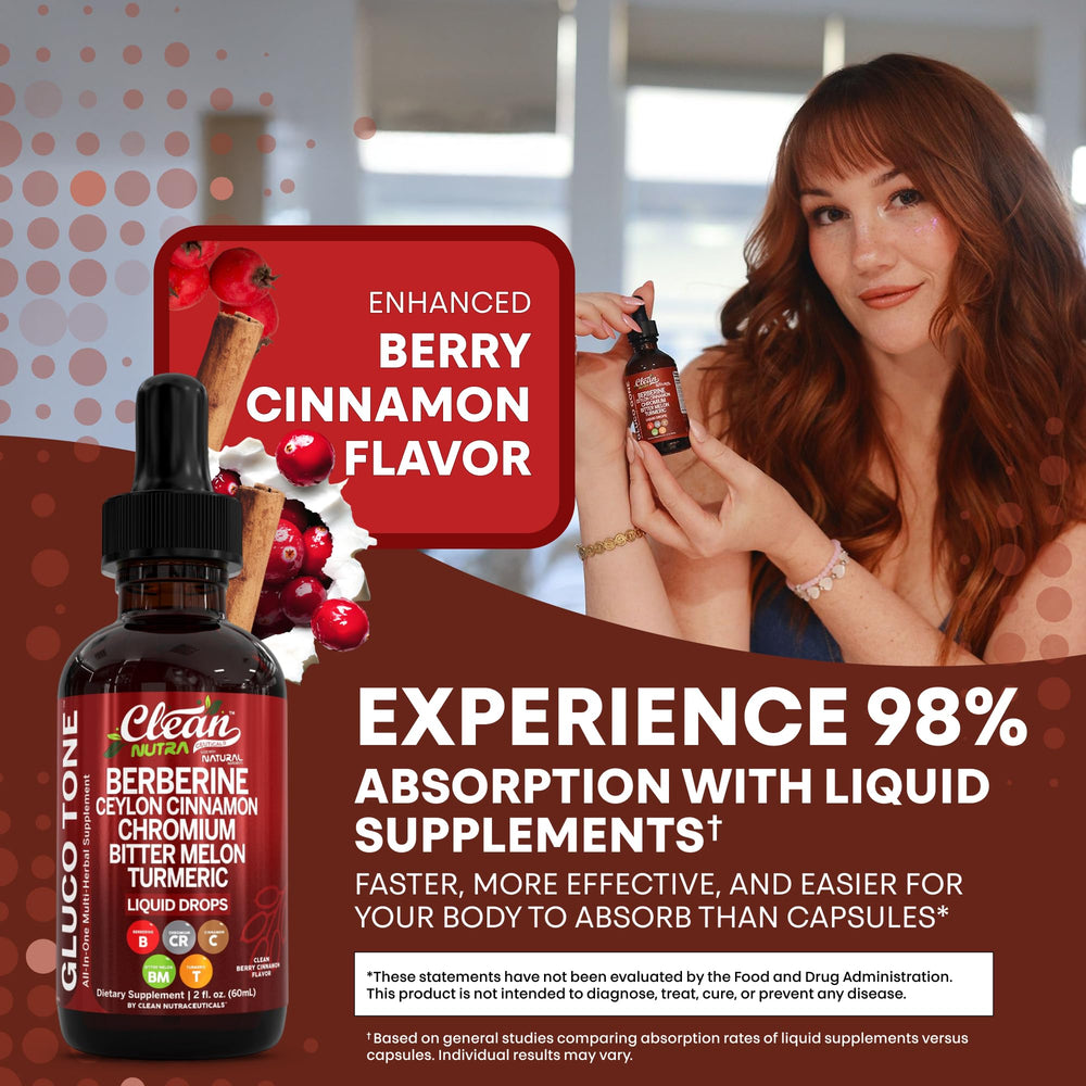 Clean Nutraceuticals Berberine Panax Ginseng Drops bottle for energy-friendly daily routine.