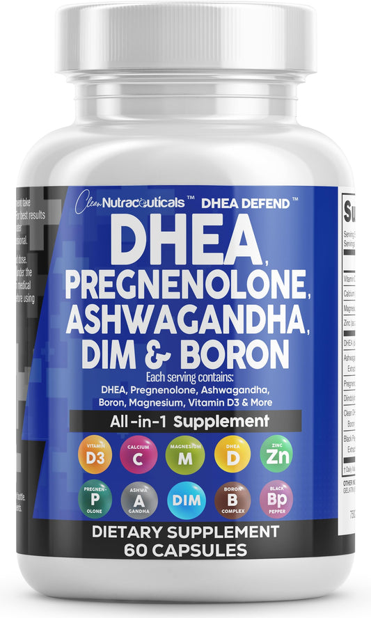 Clean Nutraceuticals DHEA 200mg bottle front view showing energy and vitality potential.