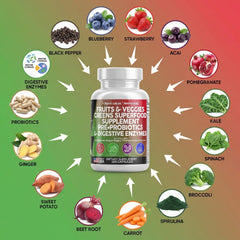 Digestive enzymes with probiotics and prebiotics for gut comfort