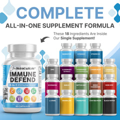 Clean Nutraceuticals Immune Defense capsules closeup for daily immune support.