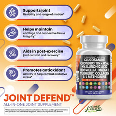 Vitamin D3 and minerals alongside Joint Defend packaging.