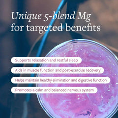 Clean Program Total Magnesium Complex Powder berry-dissolved captures a smooth, berry-flavored beverage.