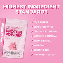 Closeup of Pink Burst canister label highlighting clean ingredients.