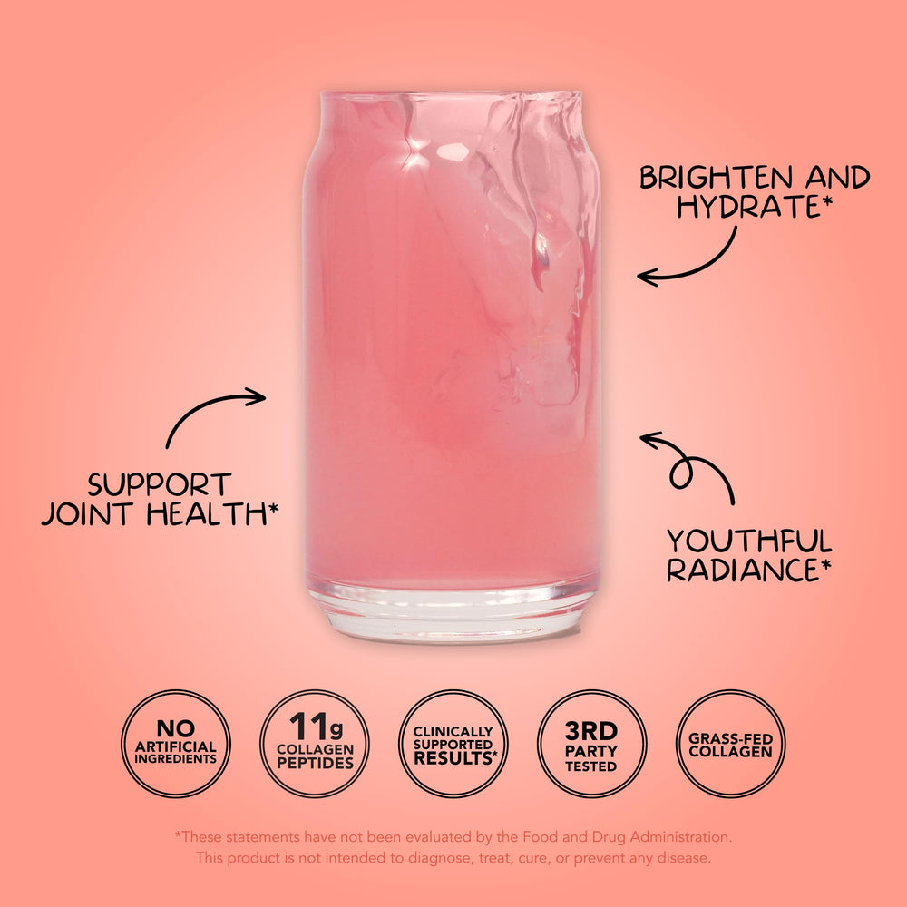Clean Simple Eats Collagen Beauty Blend bottle label close-up shows grass-fed collagen and hyaluronic blend.