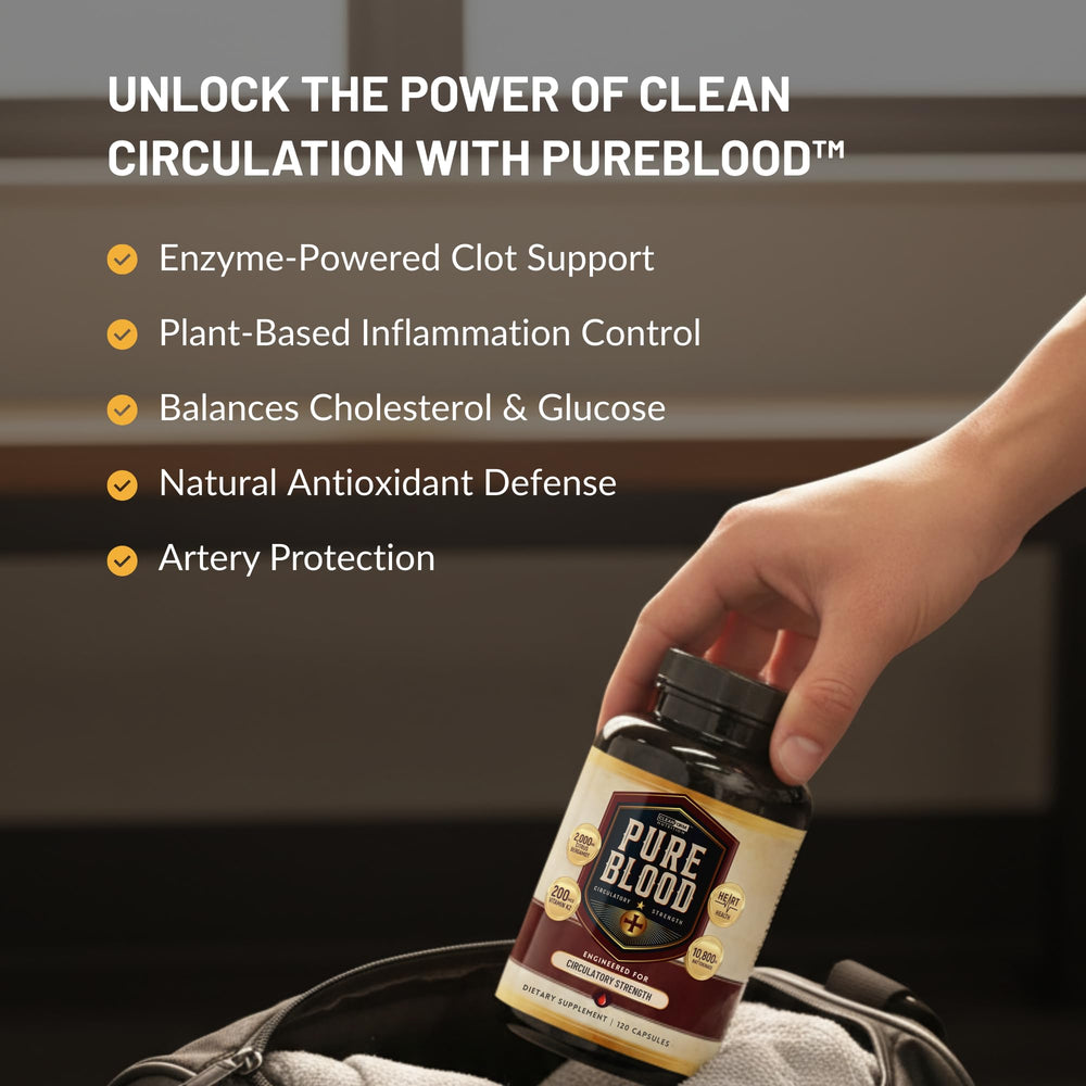 PureBlood dosage illustration shows 200 mcg K2VITAL MK-7 per serving.