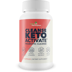 Cleanse Keto Activate bottle close-up highlighting natural detox support.