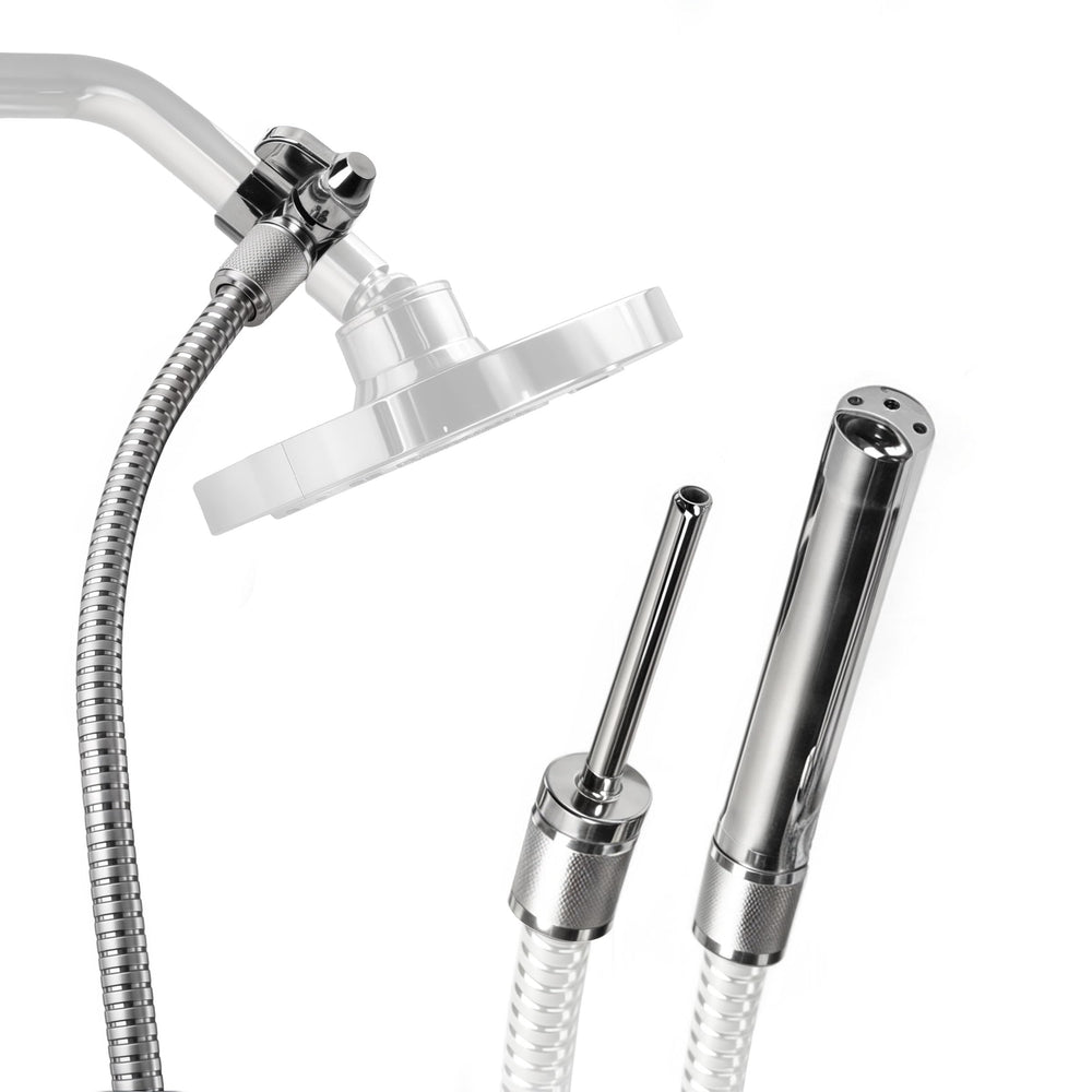 Cleanstream shower enema system with 6-foot metal hose for flexible, comfortable cleansing routines.