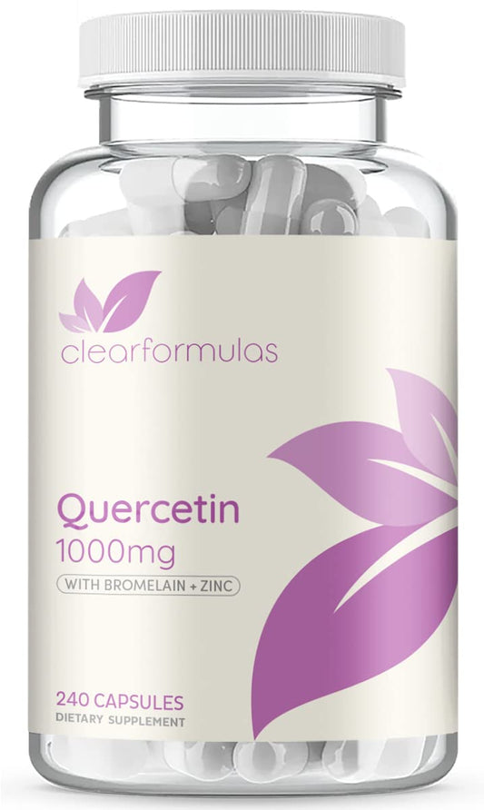 Clear Formulas Advanced Zinc Quercetin Bromelain capsules on bottle for daily immune support