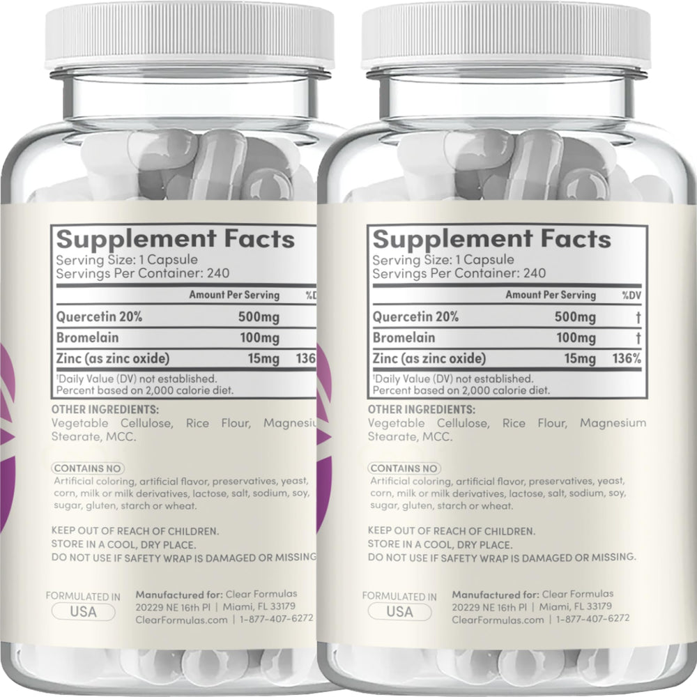 Clear Formulas bromelain-zinc-quercetin combo shows synergistic immune support