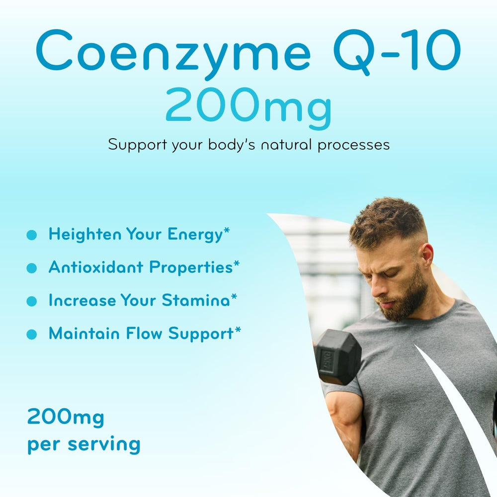 Nutrition facts panel for Clear Formulas CoQ10 200mg highlighting high absorption potential.