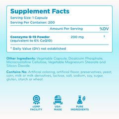 Clear Formulas CoQ10 200mg quality seal, manufactured in a cGMP US facility.