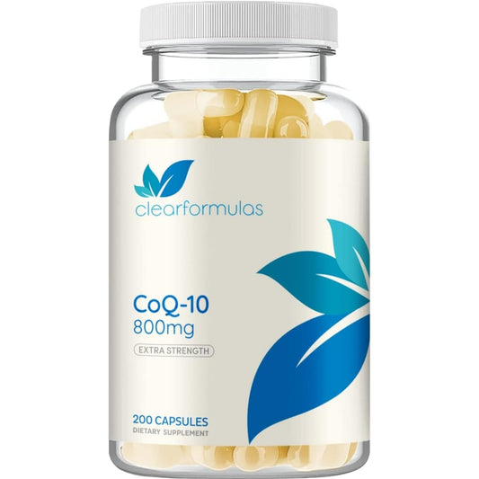 Clear Formulas CoQ10 bottle front highlighting quick absorption benefits