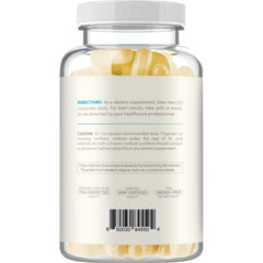 Clear Formulas CoQ10 capsules pouring demonstrating easy-to-swallow design