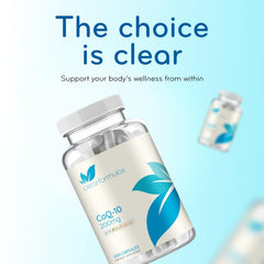 Heart energy concept illustration connected to CoQ10 benefits without guarantees.