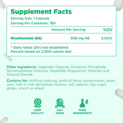 Clear Formulas Vitamin B3 Nicotinamide lab production seal indicating compliance.