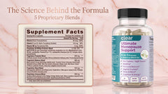 Open Clear Probiotics bottle showing convenient capsule intake.