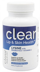 Clear Probiotics lysine cold sore bottle for daily lip support.
