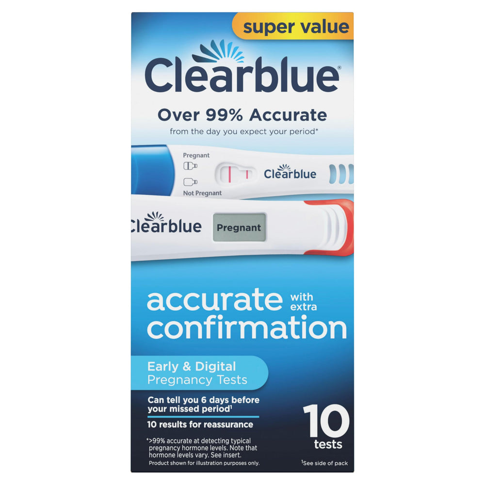Clearblue Digital result screen showing 'Pregnant' or 'Not Pregnant' clearly