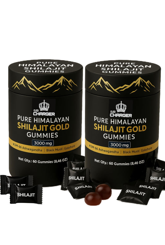 Cled Charger Shilajit Gummies bottle front signals daily energy support.