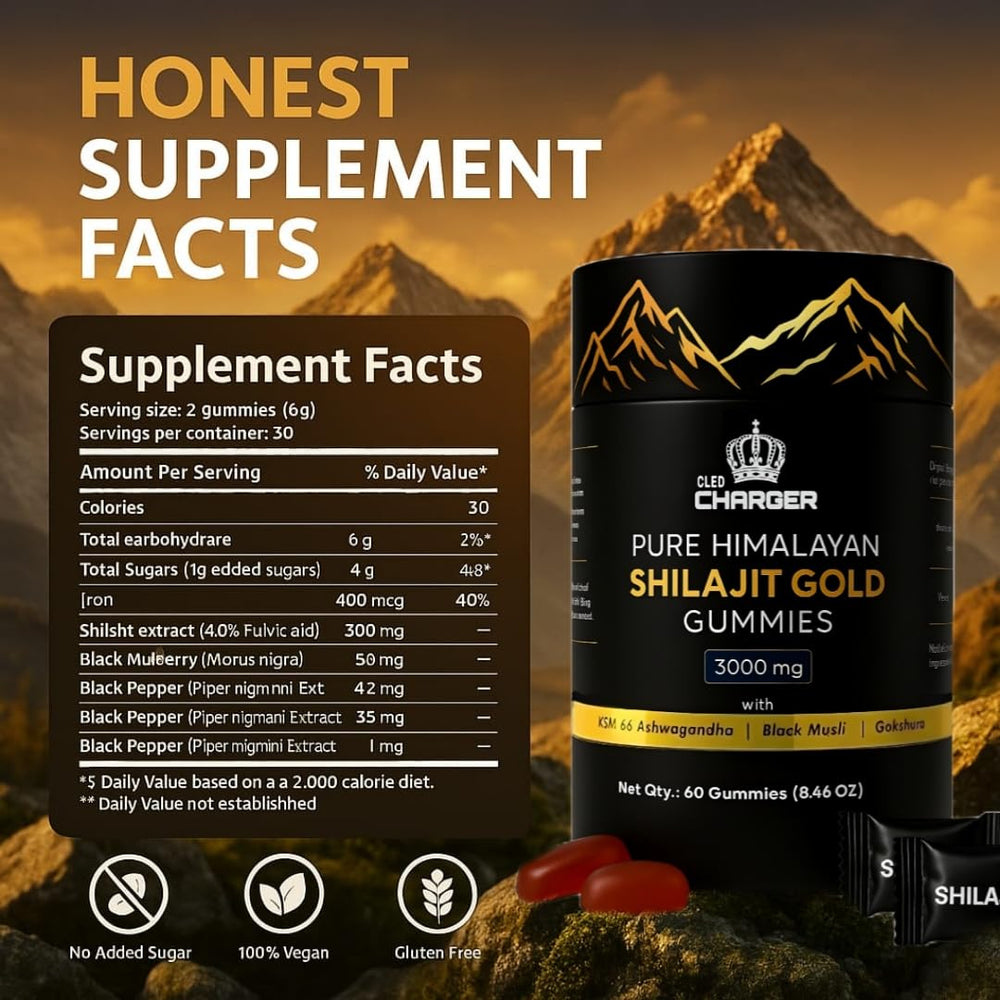 Morning routine with Cled Charger Shilajit Gummies for energy-ready start.