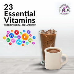 Click Coffee Protein 16g per serving supports muscle recovery and satiety.