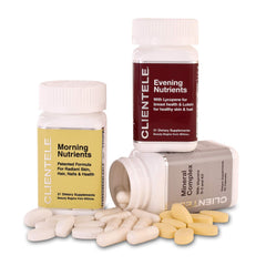 Clientele Daily Nutrient Supplements mineral-complex display featuring essential minerals for overall balance.