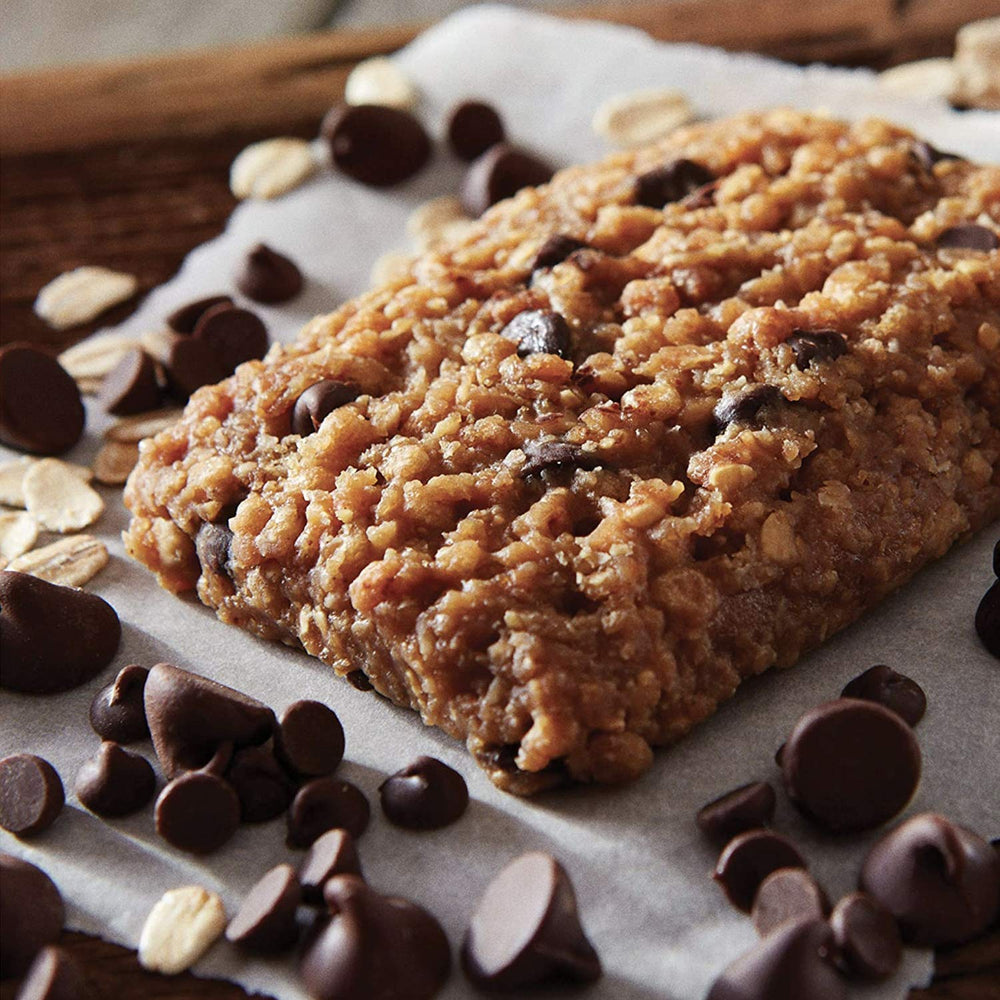 CLIF Bar chocolate chips close-up, inviting chewy bite