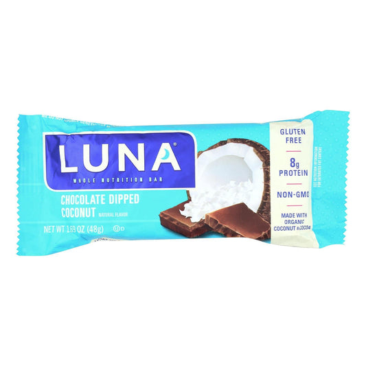 CLIF Luna Bar organic chocolate-dipped coconut on-the-go snack.