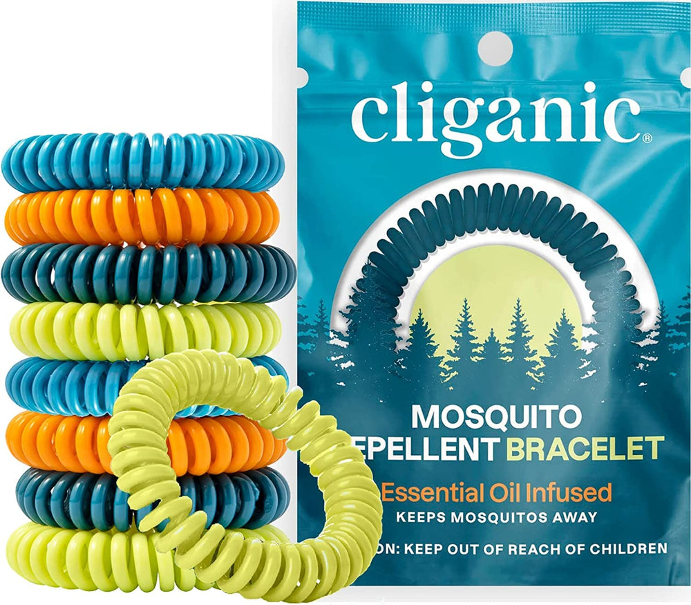 Cliganic mosquito bracelets 50-pack to deter mosquitoes outdoors.