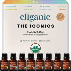 Cliganic peppermint essential oil bottle for refreshing diffuser blends and mood uplift