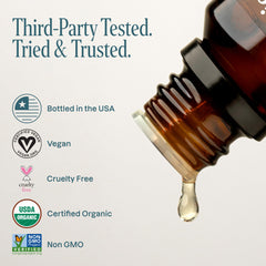 Cliganic orange essential oil bottle adds cheerful citrus to diffusers.