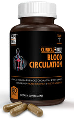 Clinical Daily blood circulation bottle shows natural vein support formula for leg health.
