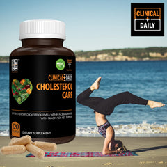 Clinical Daily Cholesterol Care label showing plant sterols and guggul blend.