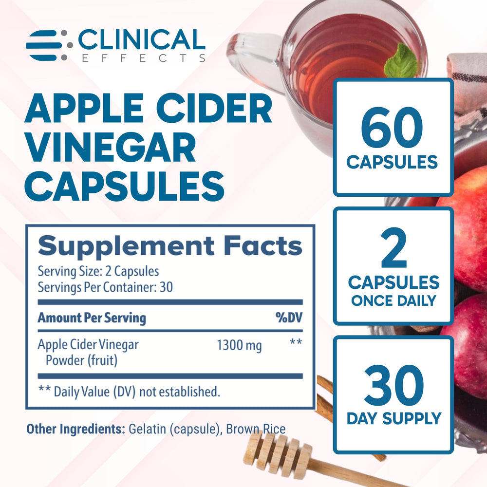 Clinical Effects ACV capsules lifestyle shot suggests an easy daily ritual.