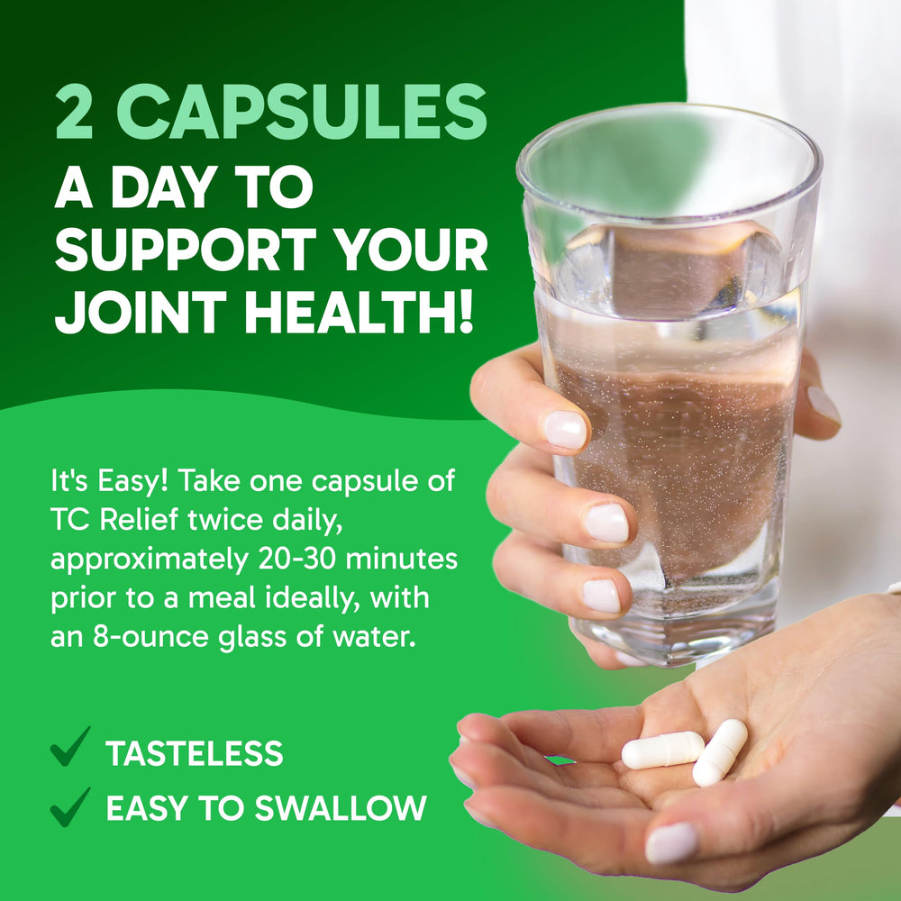 Clinical Effects TC Relief bottle back with ingredients and Bioperine for absorption
