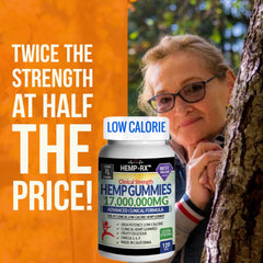 Clinical-strength gummies 120 serving-size illustration indicates easy-chew form.