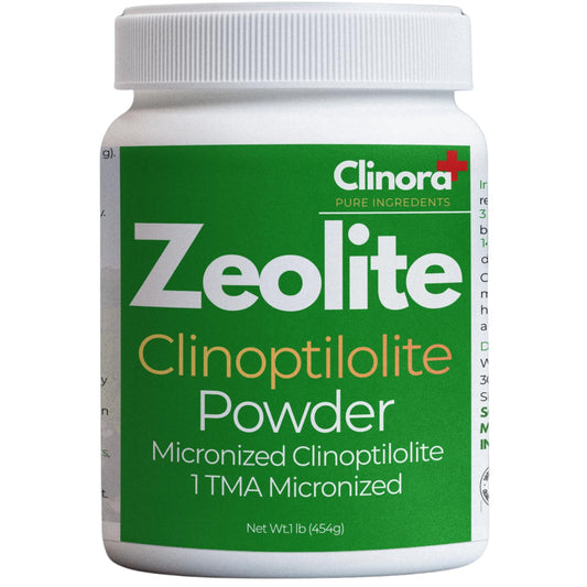 Clinora Zeolite powder ultra-fine pour shows easy dosing and pure mineral clarity.