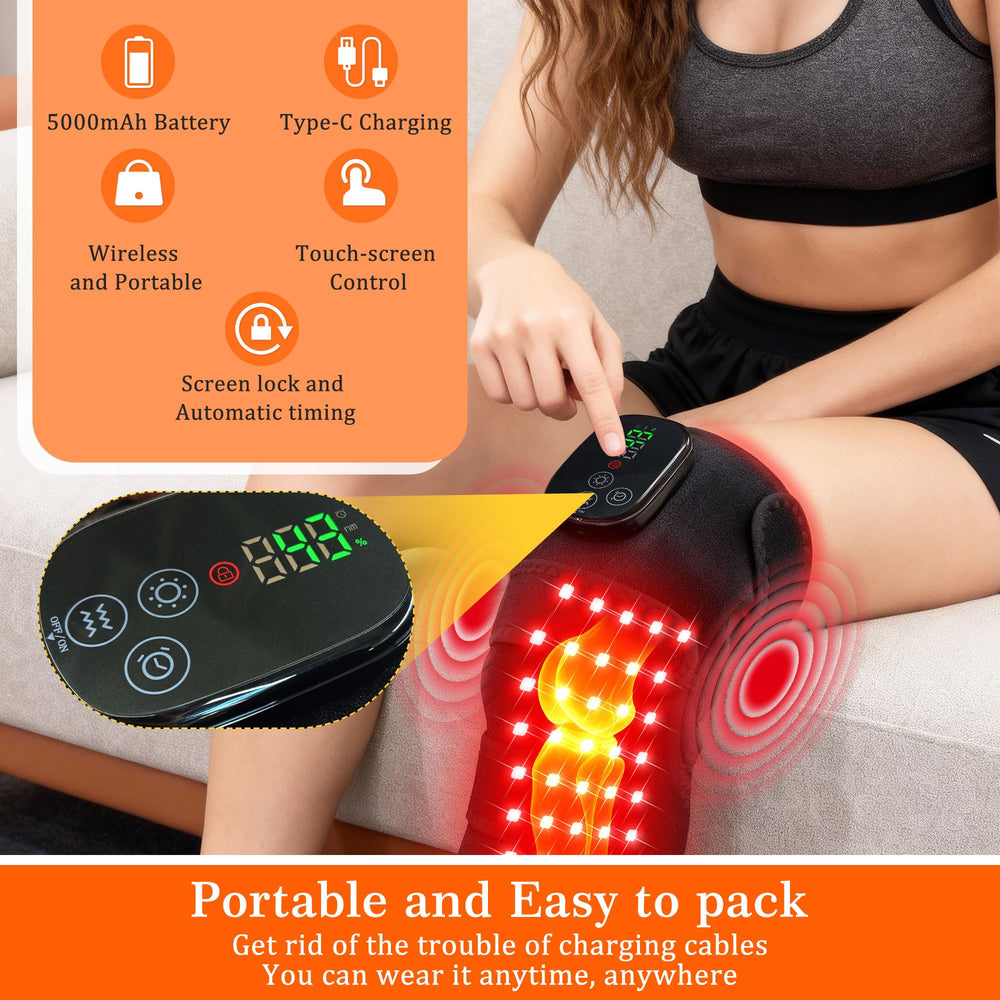 Clocness knee massager control panel with touch screen for easy customization.