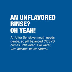 CloSYS Ultra Sensitive Mouthwash cap close-up emphasizes dye-free formula.