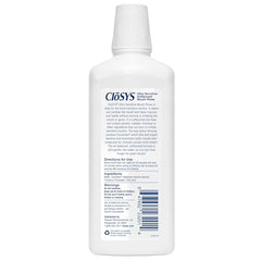 CloSYS Ultra Sensitive mouthwash poured into a glass for a soothing rinse.