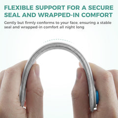 Self-adaptive fit reduces cheek pressure and maintains stability