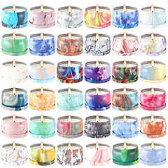 CLTNIKET 36-pack scented candle set in patterned jars enhances home ambiance