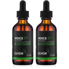 CLYOR Voice37 bottle front label shows natural herbal formula for singers.