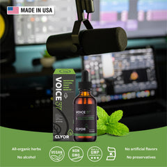 CLYOR Voice37 on stage with microphone, helps sustain vocal performance.