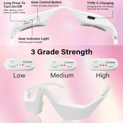 CNBHEABY under-eye red light device closeup highlights compact size and user-friendly controls