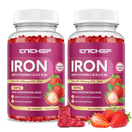 CNCHEF Iron Gummies bottle front for daily energy support.