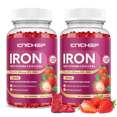 CNCHEF Iron Gummies bottle front for daily energy support.