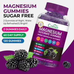 CNFHDI Magnesium Glycinate Gummies closeup of blackberry flavor for tasty daily use.